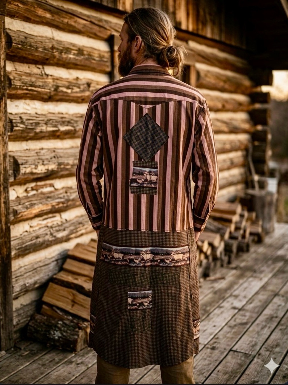 Upcycled patched vintage wrangler western outdoorsy woodsy shirt